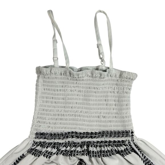 Cristina Love White Smocked Sundress Black Bandana Paisley Mandala Print Medium - Picture 3 of 7